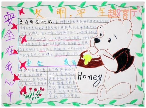 小学2年级手抄安全报图01安全在我心中手抄报图片.