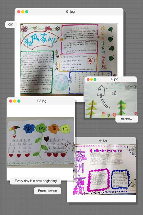 同学们积极参与到手绘家风家训手抄报活动中创作新颖独特.