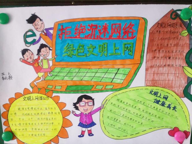 柏乡县第二中学拒绝沉迷网络 绿色文明上网主题手抄报作品展