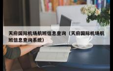 天府国际机场航班信息查询（天府国际机场航班信息查询系统）