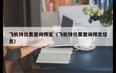 飞机特价票查询预定（飞机特价票查询预定信息）